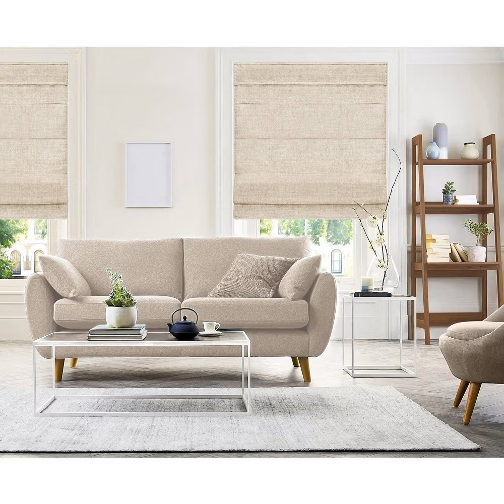 29″x64″ Chicology Light Filtering Roman Shade Belgian Flax