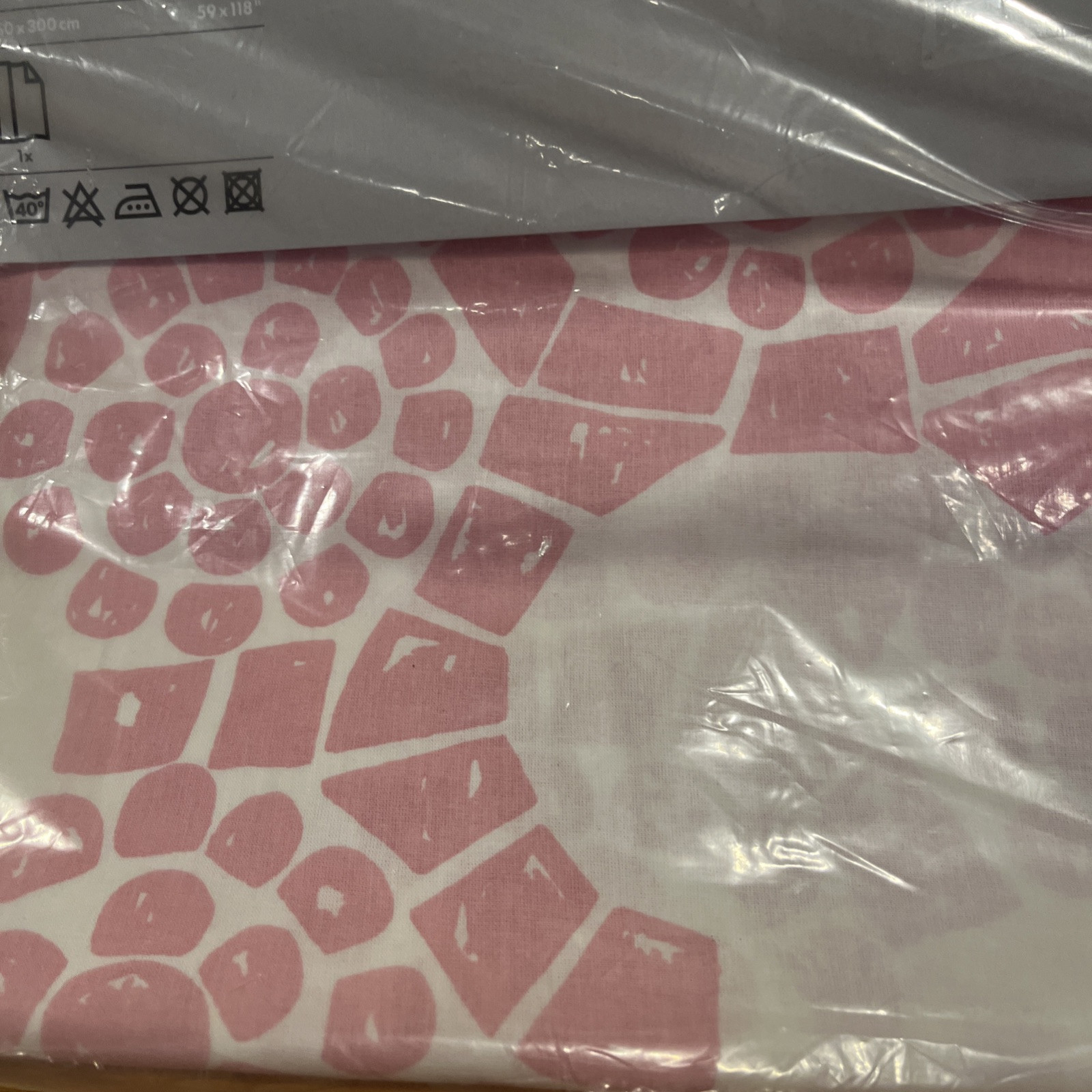 IKEA Curtain Panel Varen Nina Roeraade White Pink 59″ x 118″ Flower Geometric