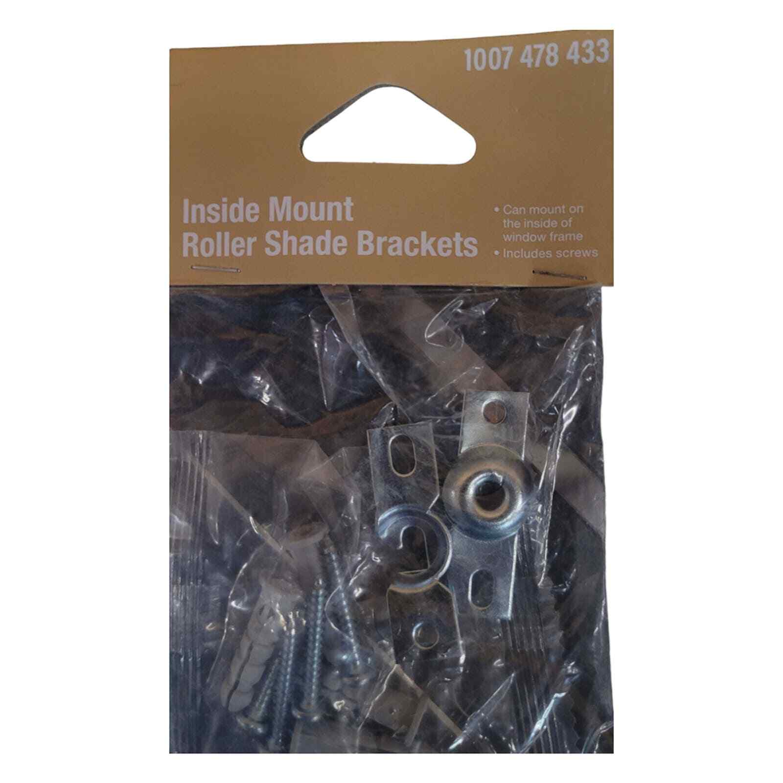 3 Packages- Universal Inside Mount Roller Shade Brackets, NIP, 1007 478 433