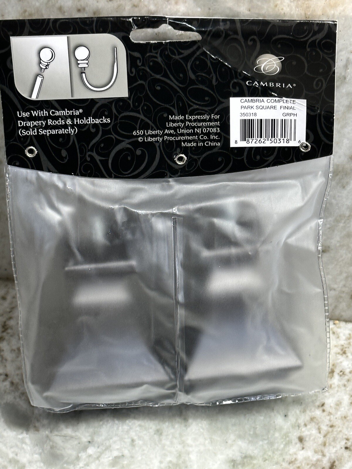 Cambria Classic Finials Graphite Complete Park Square-Classic Set Of 2