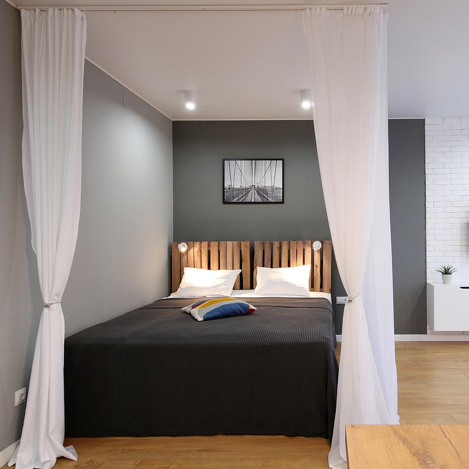 White Sliding Curtain Track System With 8 Customizable 14.8 Inch Lengths