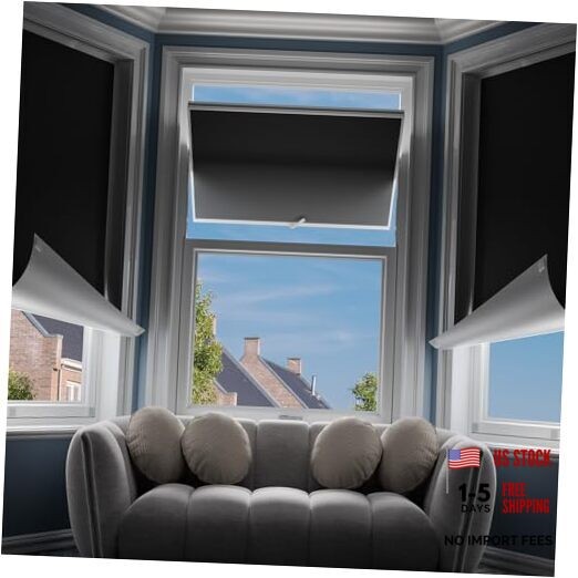 out Curtains for Bedroom,Portable No-drillout Blinds for 42″W x 60″H Black