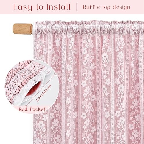 Linen Valance Curtains Double 52″W x 18″L (Pack of 1) Red Light Filtering