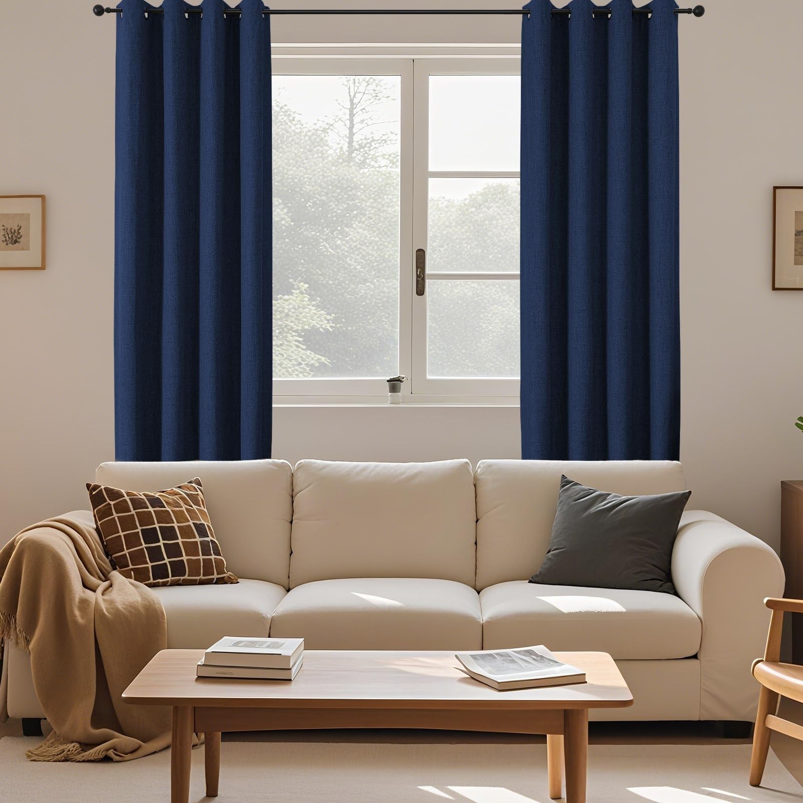 Cucraf 100 Blackout Curtains 96 Inches Length 2 Panels Set Room Darkening Linen