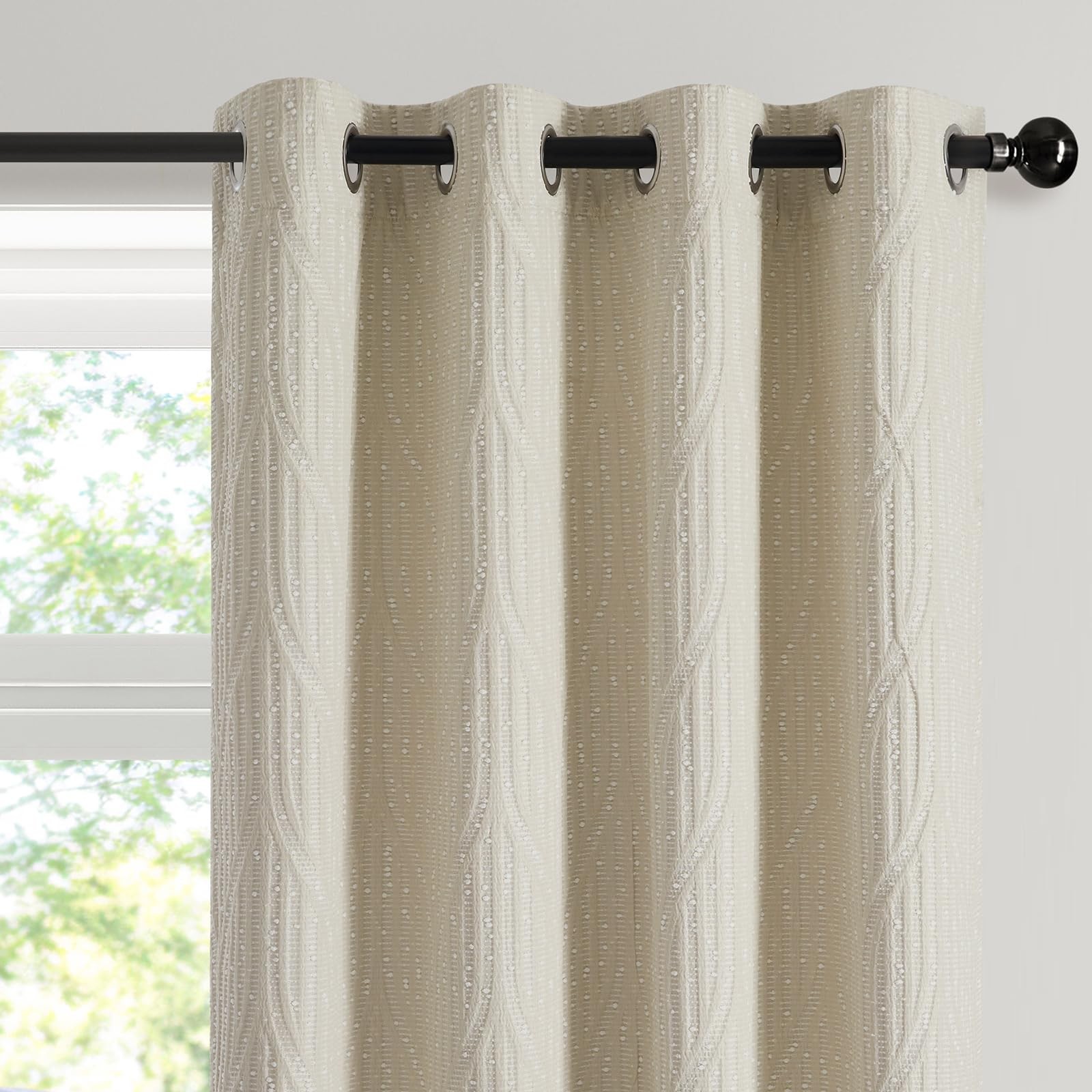 Drapexpert Cream And White 100 Blackout Geometric – Noise