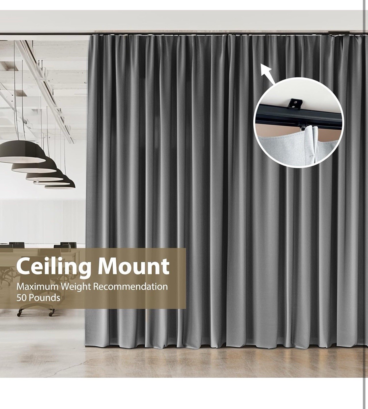 Ceiling Curtain Track Ceiling and Wall Mounted Heavy-Duty Curtains Rails 6ft.