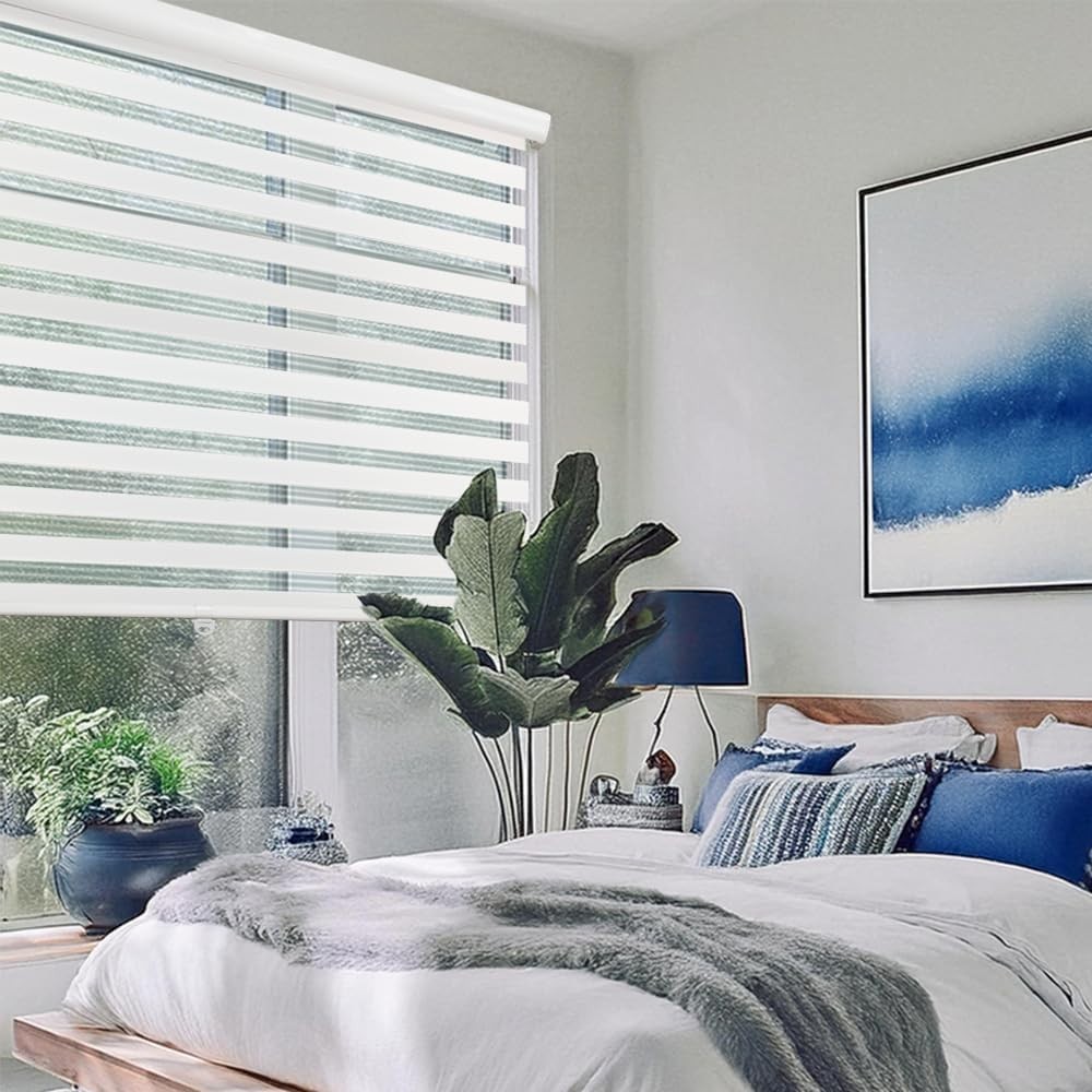 Day & Night Cordless Zebra Blinds, 44″ W x 72″ H, Modern Light Filtering Shades