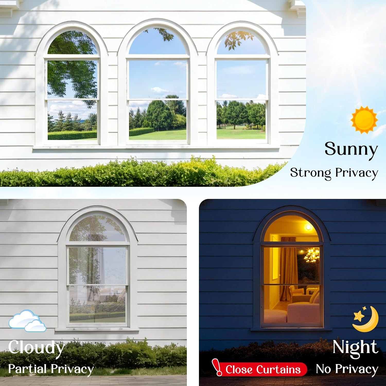 One Way Window Privacy Film Window Tint Home W/ Tools Static Cling Removable UV