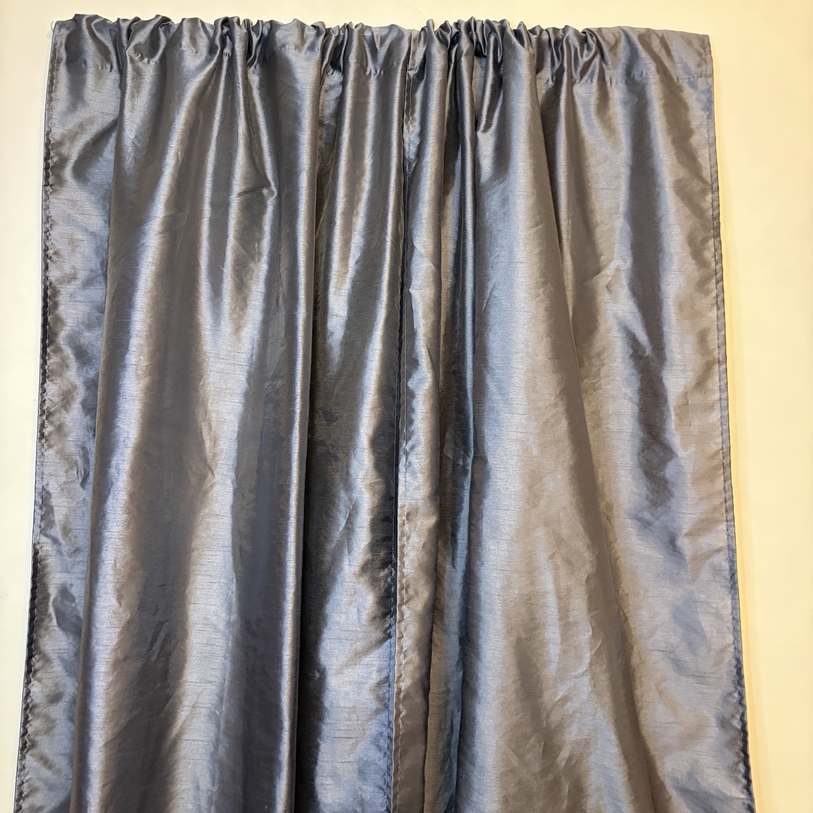 Metallic Gray Floor Length 36”x 84” Plain Rod Pocket Panel Curtains Set Of 2
