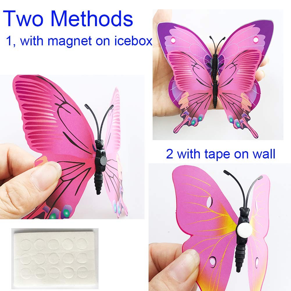36pcs 3D Colorful Butterfly Wall Stickers DIY Art Decor Red-single Wing