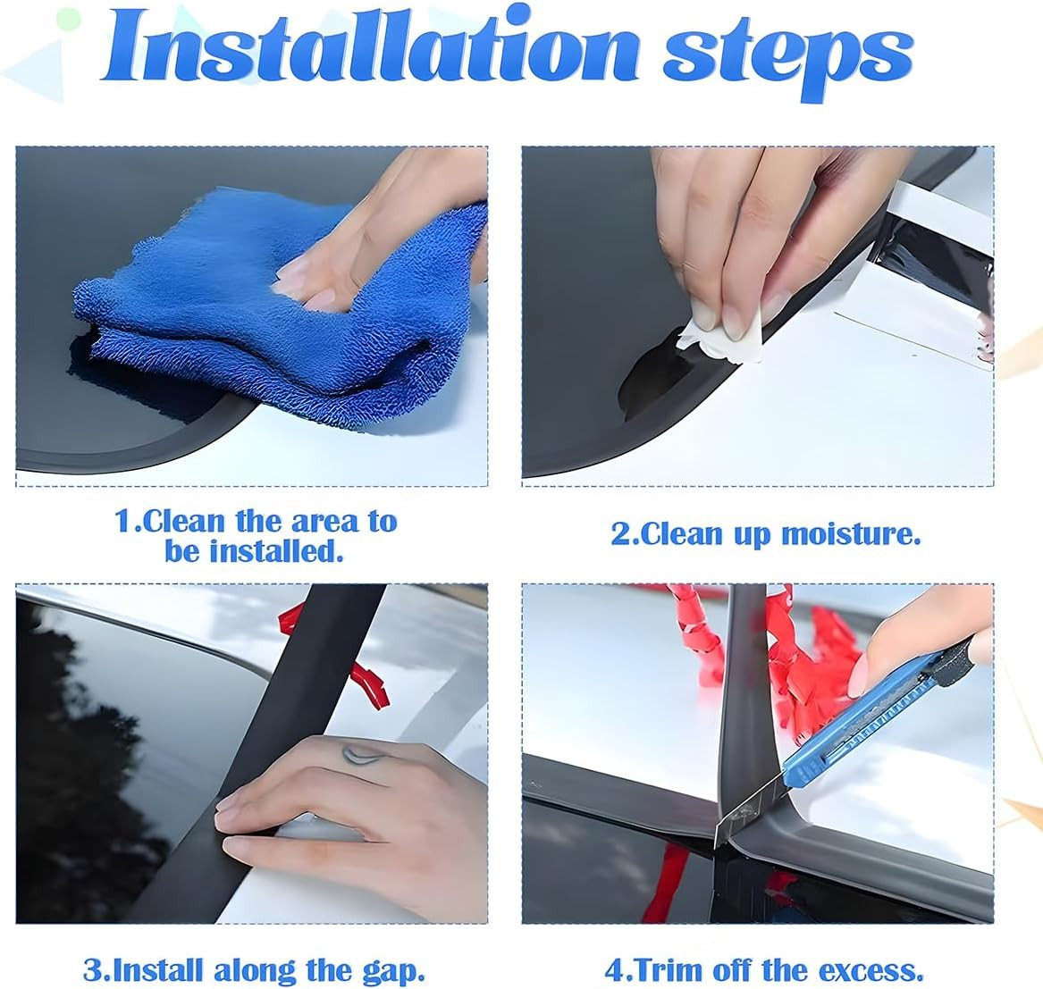 16.4 Ft Car Windshield Weather Stripping, 19Mm T Shape Adhesive Rubber Seal Stri