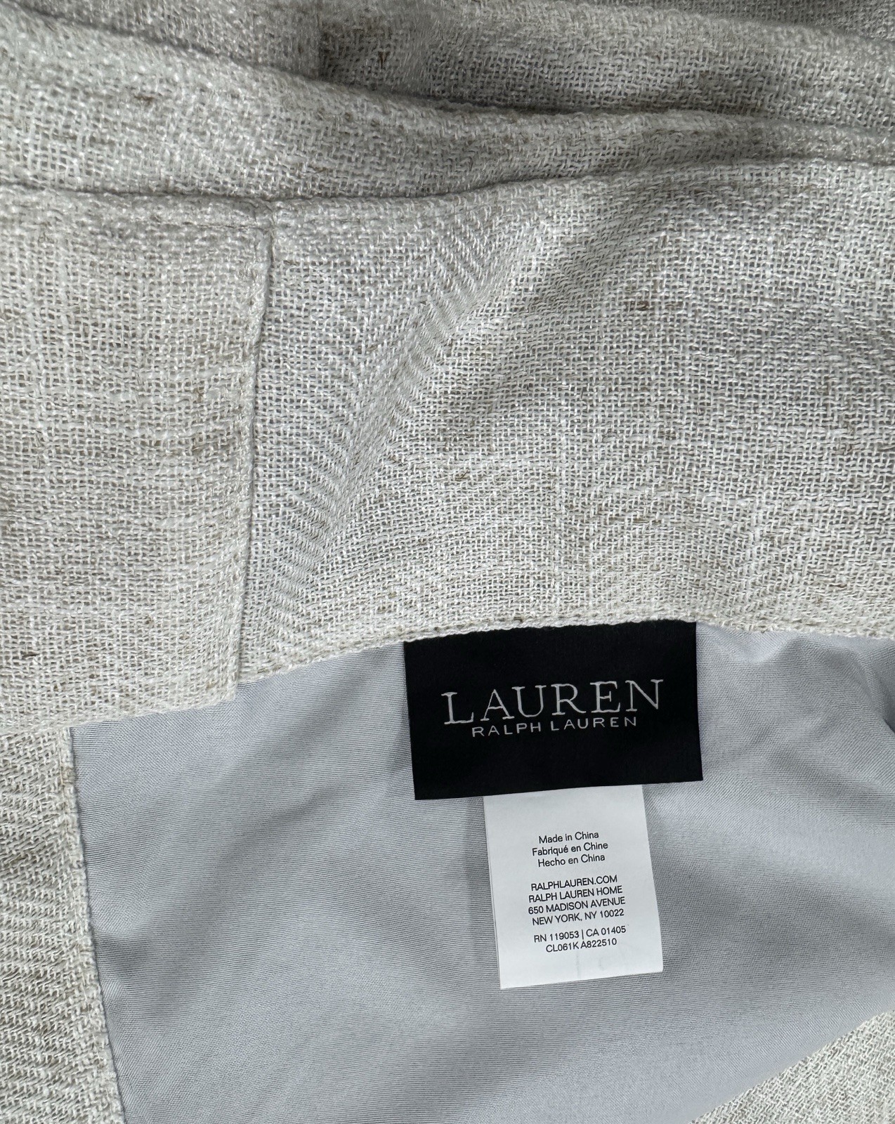 Ralph Lauren Window Curtains Blackout 2 Panel 52 x 96” Linen Natural Herringbone