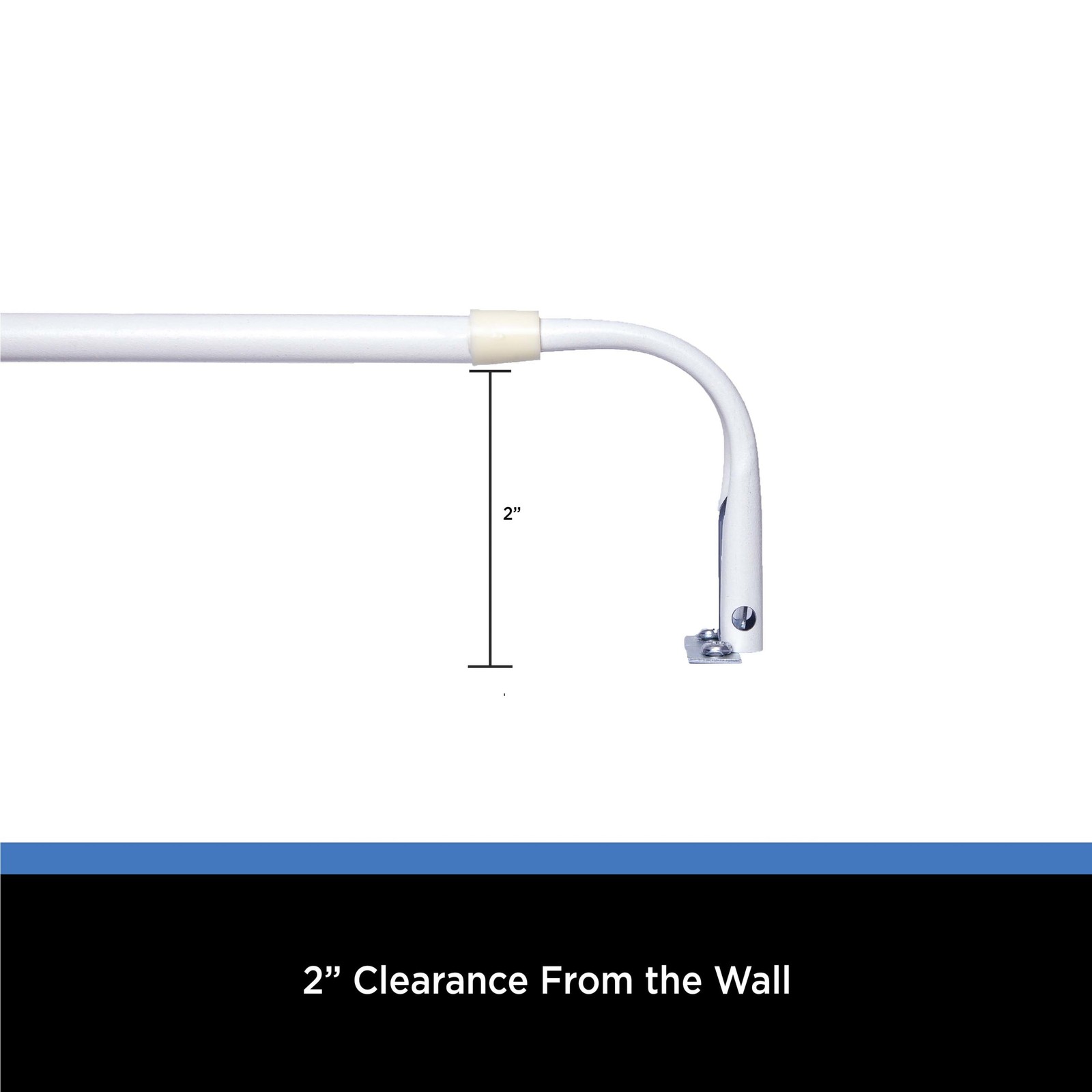 2″ Basic Metal Wrap Around Adjustable Curtain Rod 84-120″ Adjustable Length