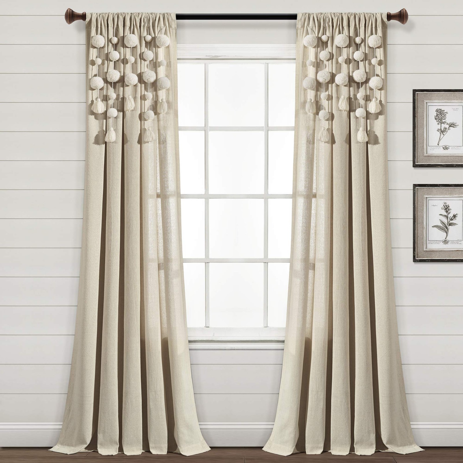 Lush Decor Boho Pom Tassel Window Curtain Single Panel 84 X 52 In L X W Dark