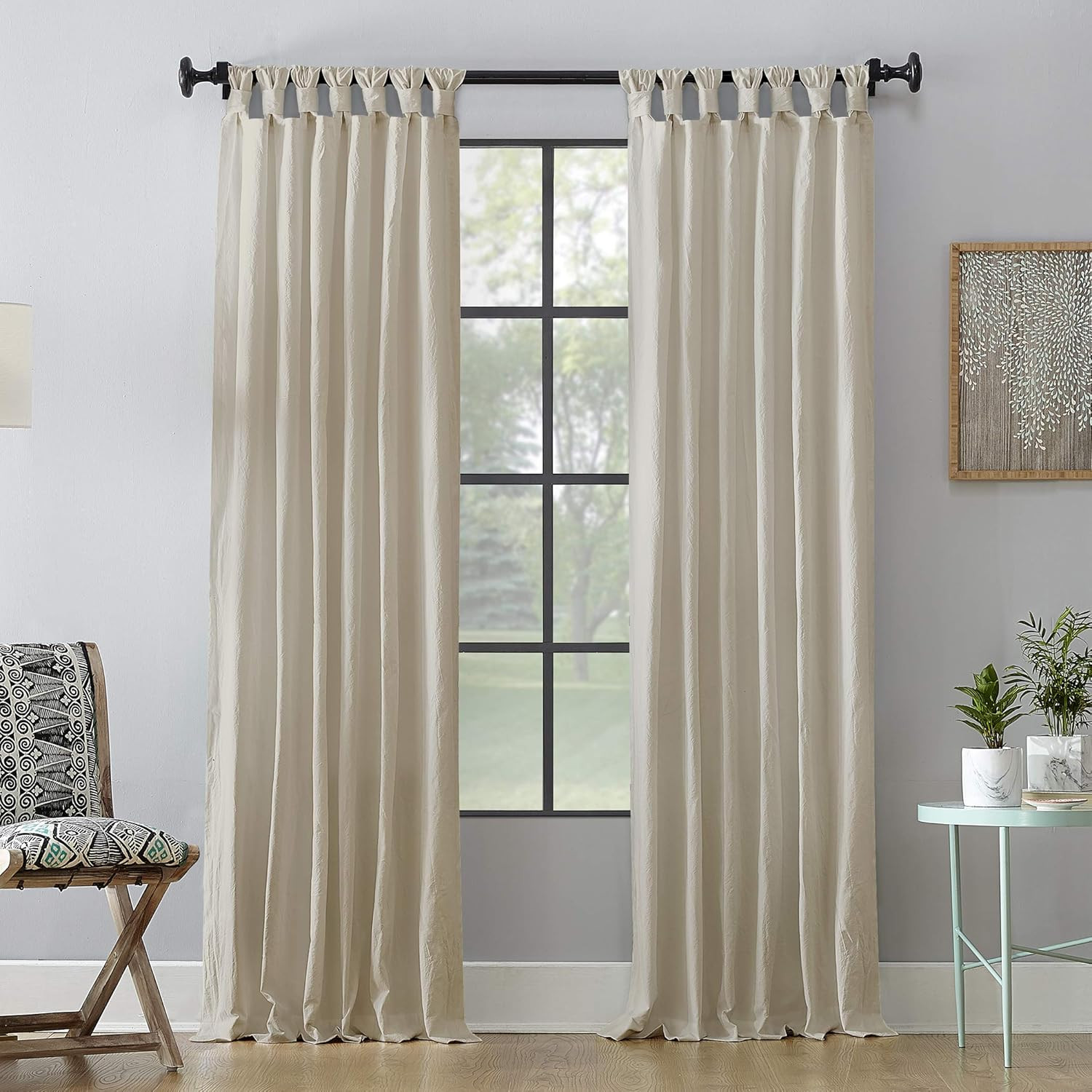 Washed Cotton Twist Tab Curtain, 52″ X 84″, Oatmeal