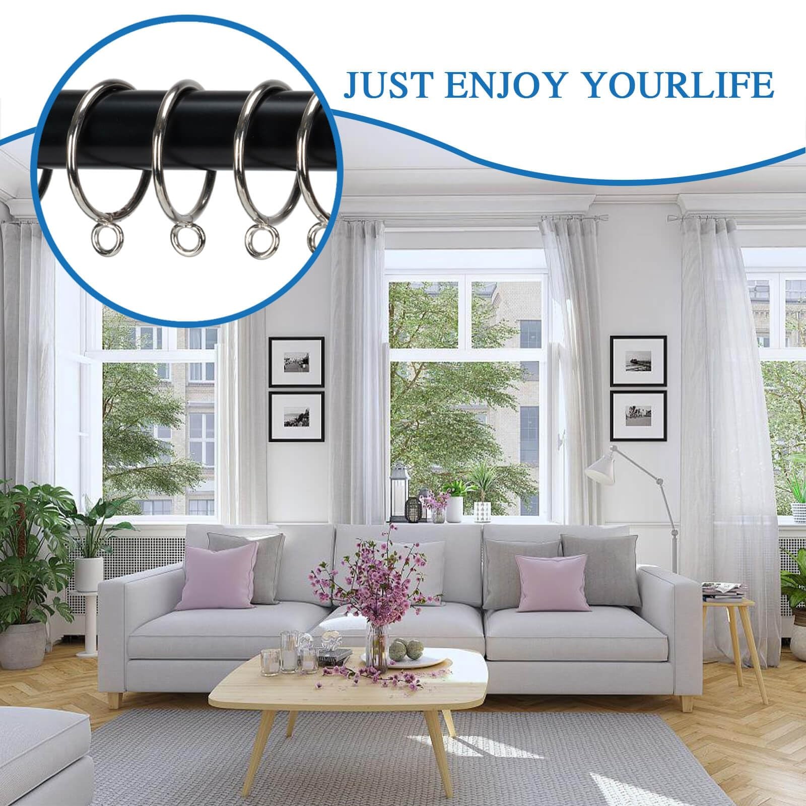 Curtain Rings with Eyelets Metal Eyelet Drapery Rings Inner Diameter 1Inch Cu…