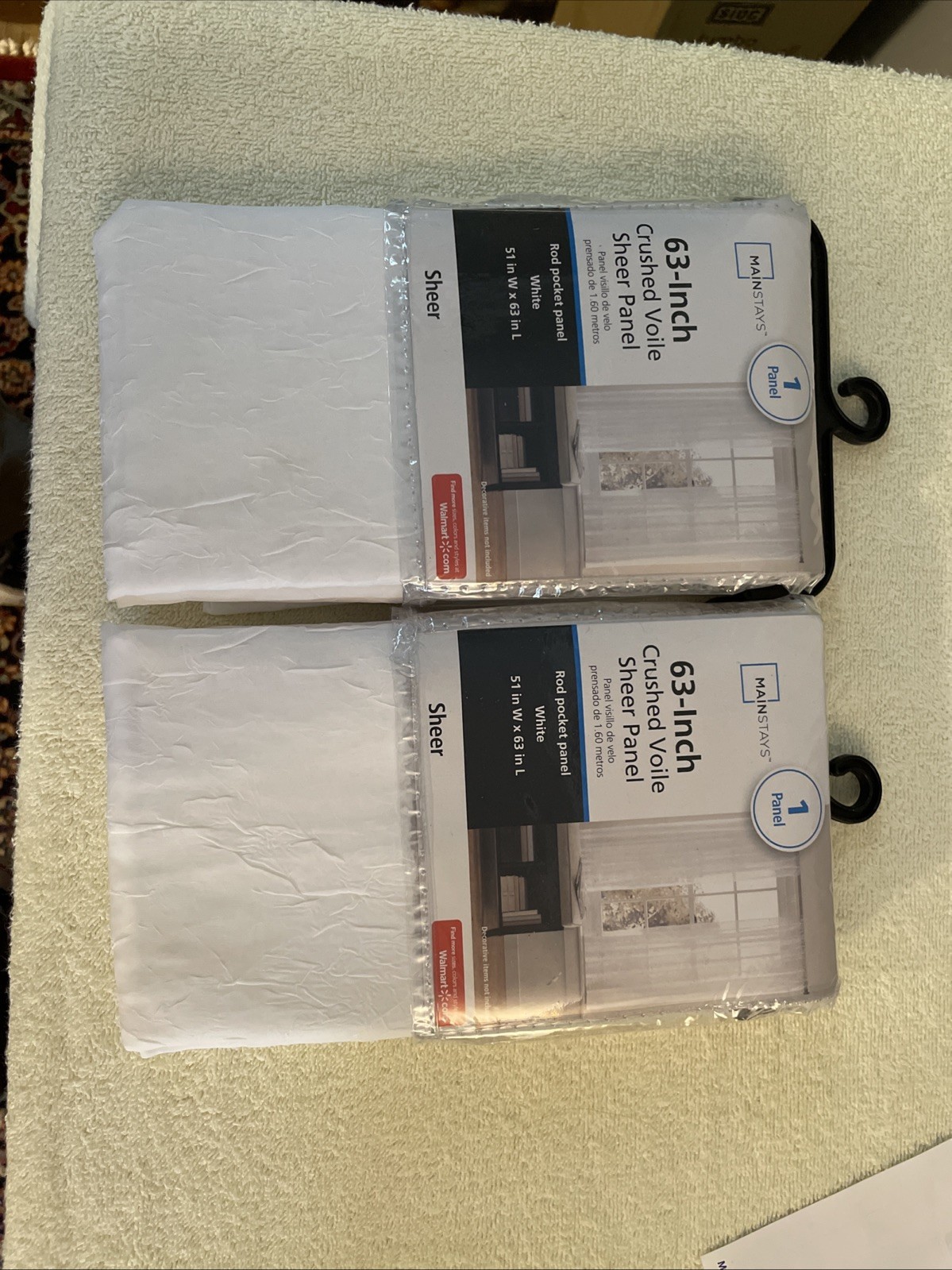 Sheer White Crushed Voile Window Curtain Panel 51″ x 63” Pair of 2