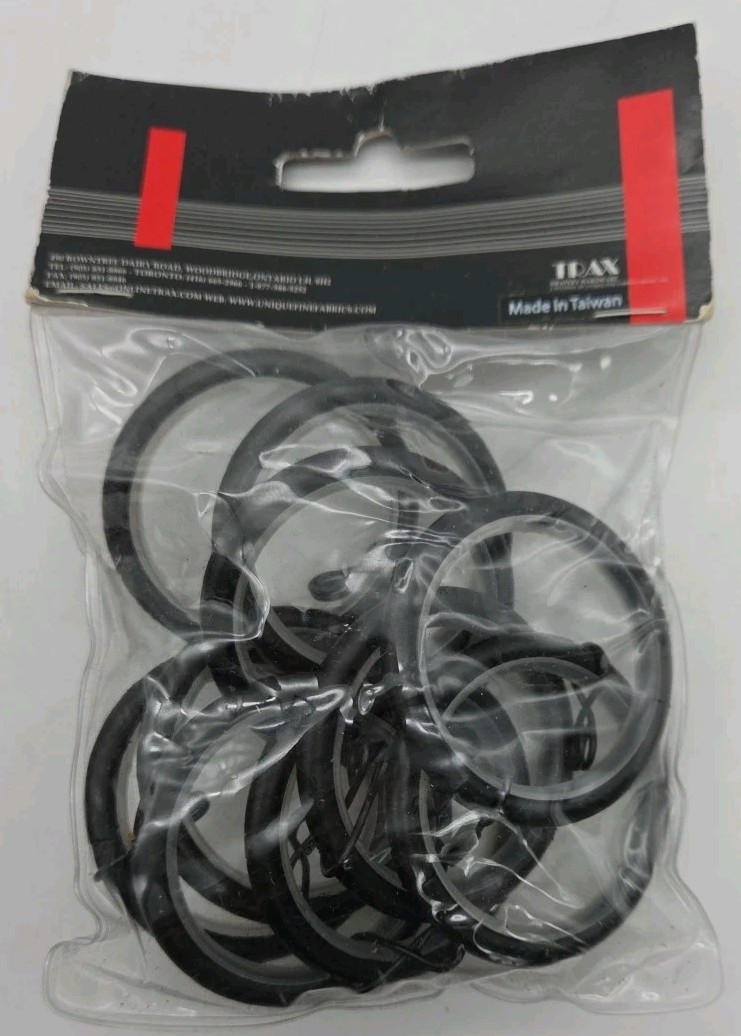 TRAX Drapery Decorative Rings Black URG BL Inside 1.5″ Outside 1.97″ 10 Pack