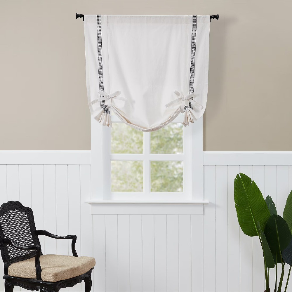Light Filtering Cotton Balloon Shade Window Curtain Panel Ivory 42 Inch Wide x
