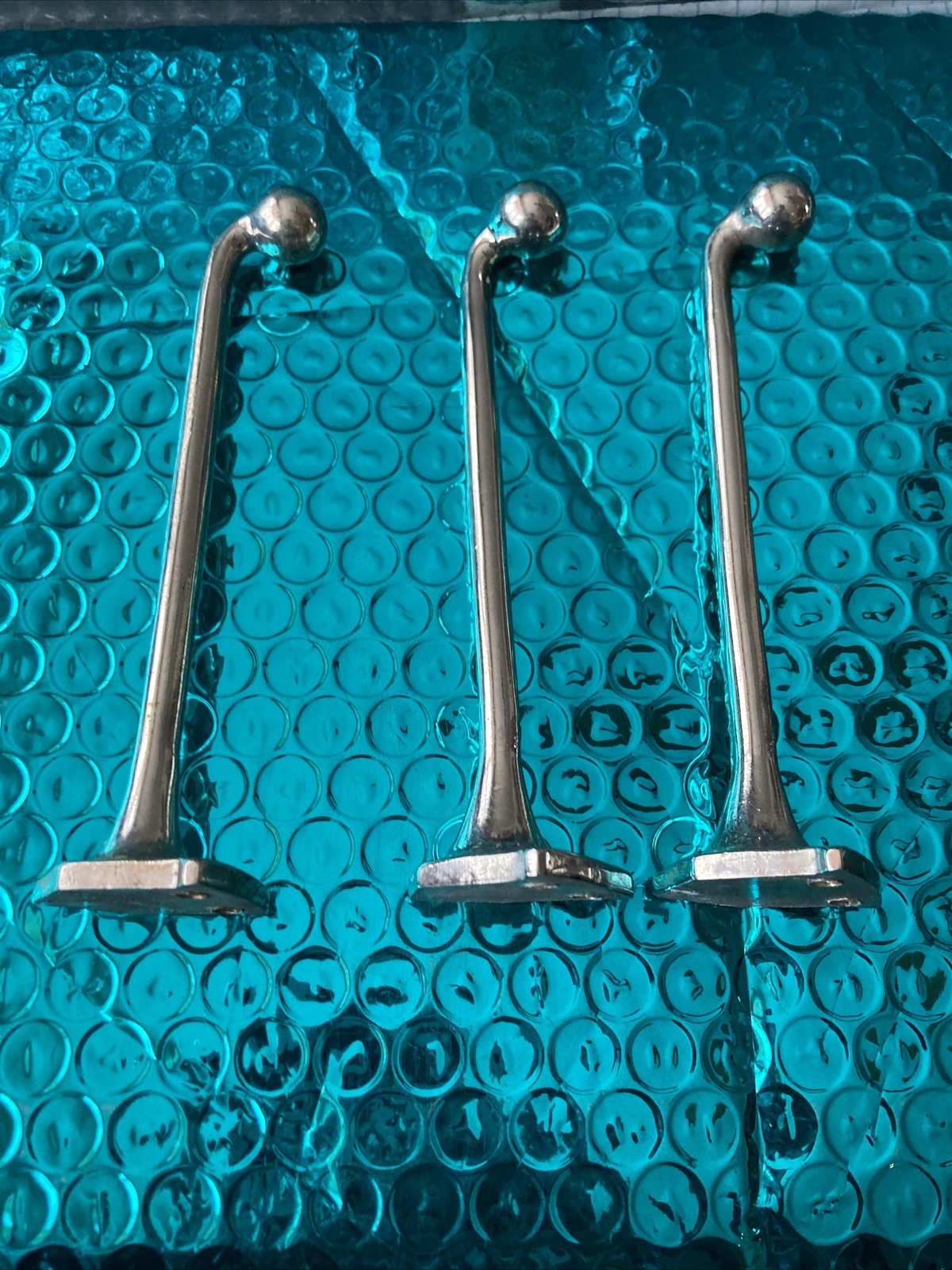 Vintage set of three art deco chrome curtain hardware 5 inches