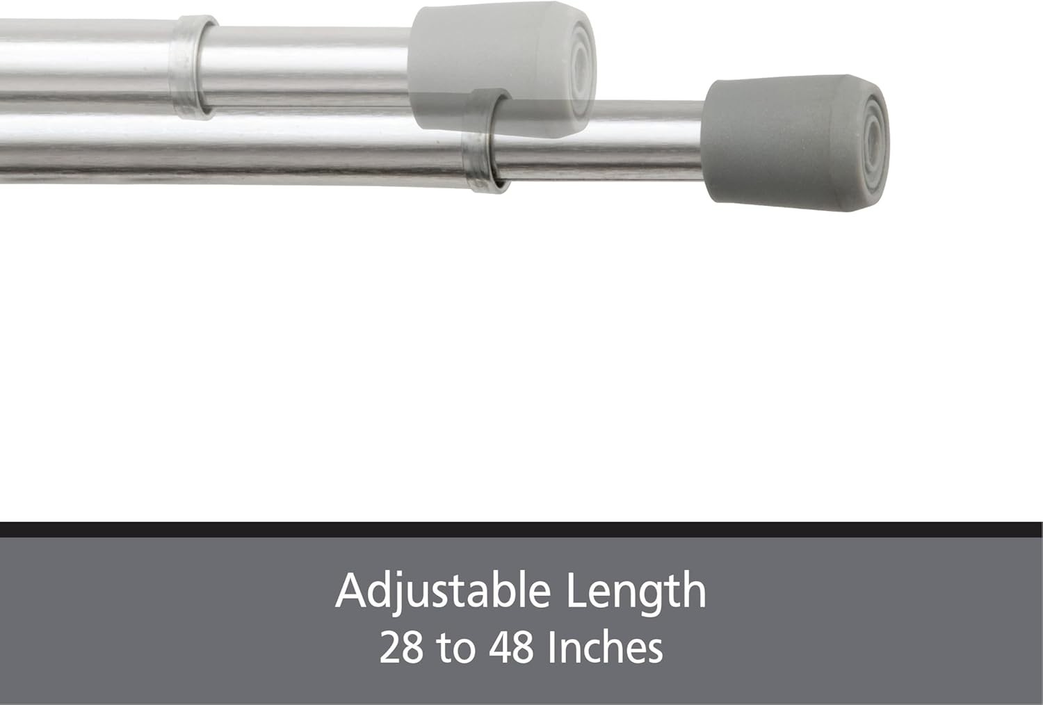 Kenney Fast Fit No Tools 7/16″ Spring Tension Rod, 2-Pack-4 Rods- 28-48″ Chrome