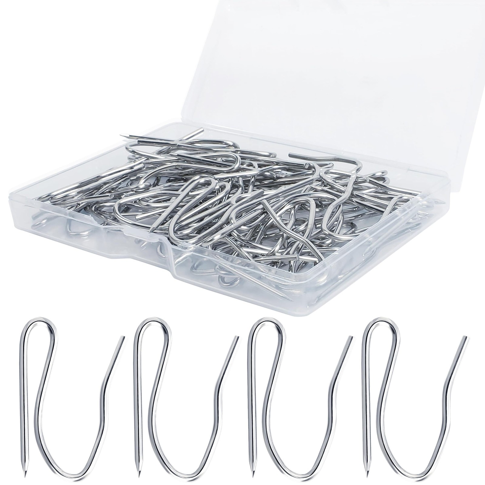 Drapery Hooks Pins for Curtains 1.2 In Stainless Steel Pin On 60 Pcs Pleated