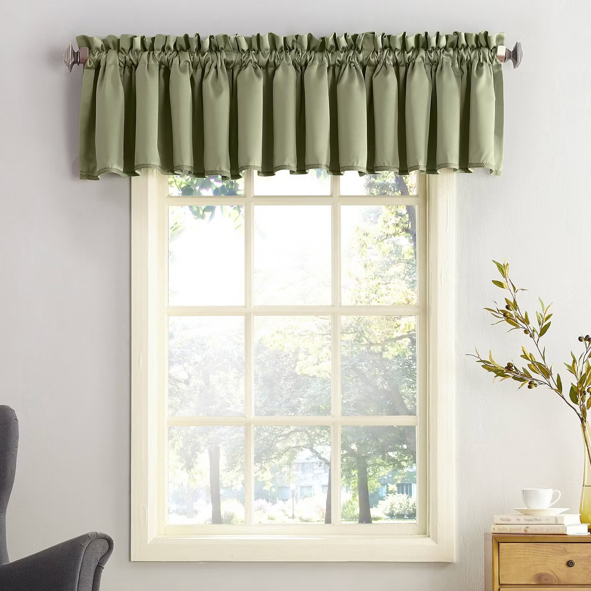 54″x18″ Sun Zero Room Darkening Seymour Rod Pocket Curtain Valance Green