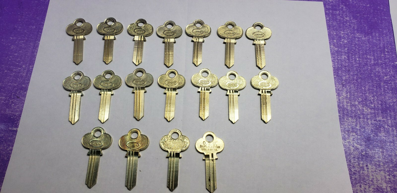 18 ASSORTED CORBIN X1-77-5 LOCKSMITH ORIGINAL CORBIN KEY BLANKS NEW OLD STOCK