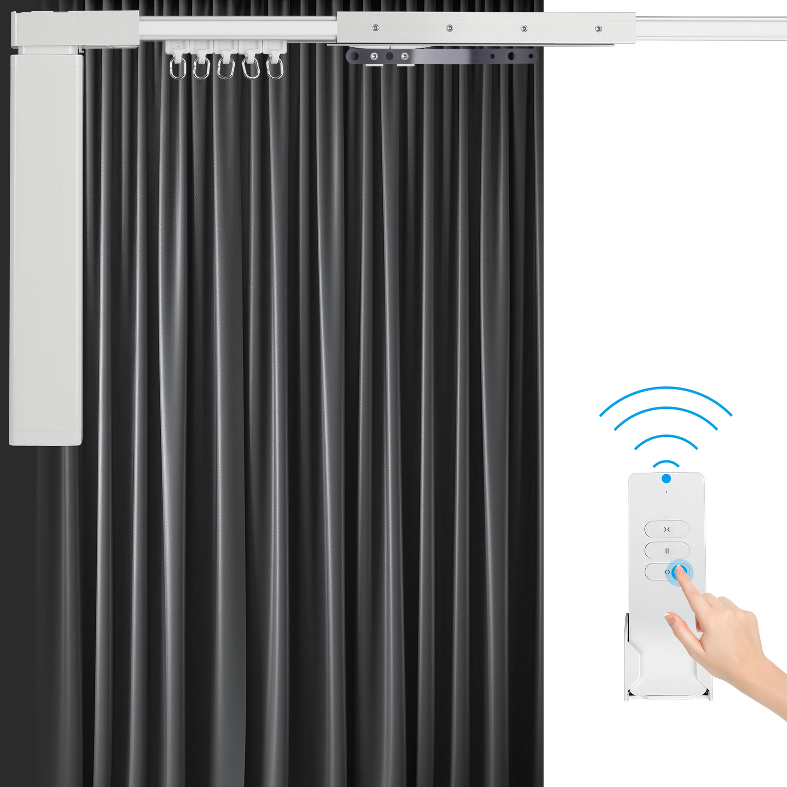 Remote Control 87″-244″ Motorized Curtain Track Motor Electric Curtain Track