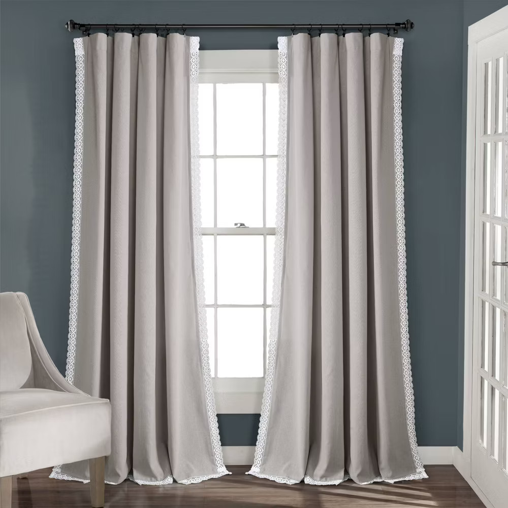 84″x54″ Rosalie Rod Pocket Light Filtering Window Curtain Panels Light Gray –