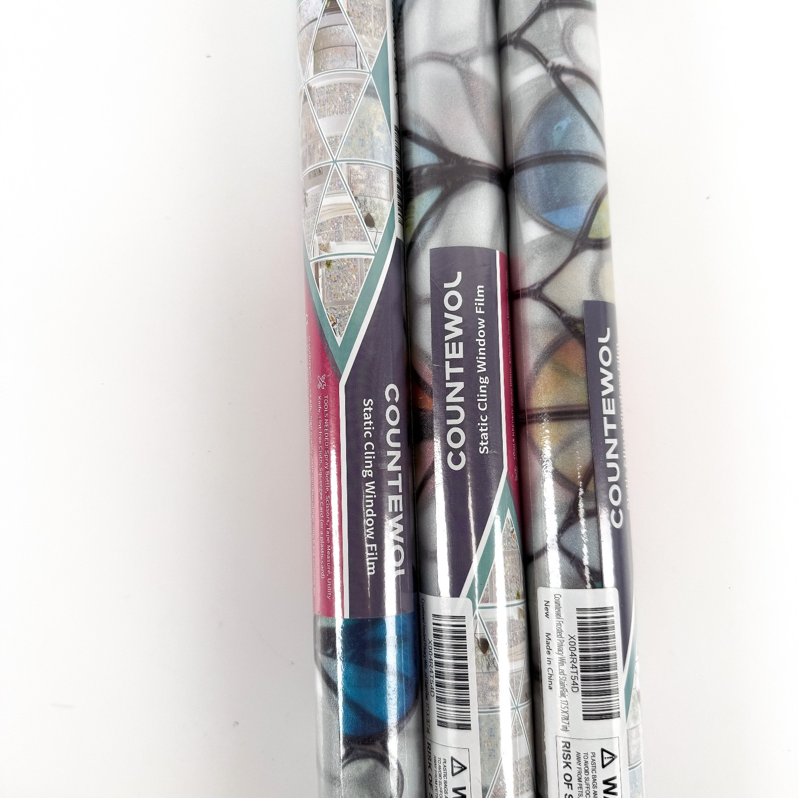 3 Rolls Countewol Static Cling Window Film Floral Lot NEW