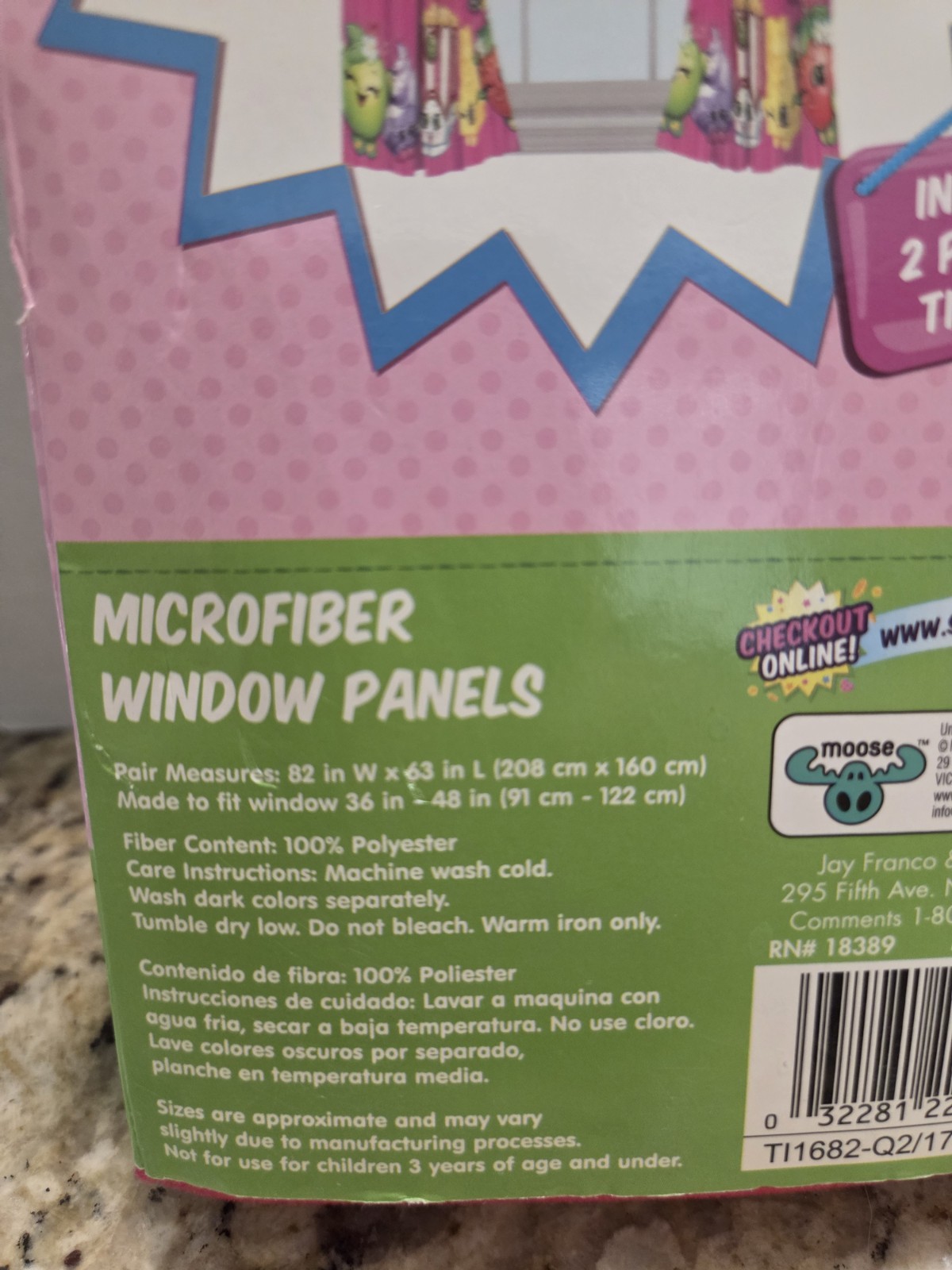 Shopkins Window 2 Panels Microfiber Curtains Pennant Flag 82×63 Pink Set Bedroom