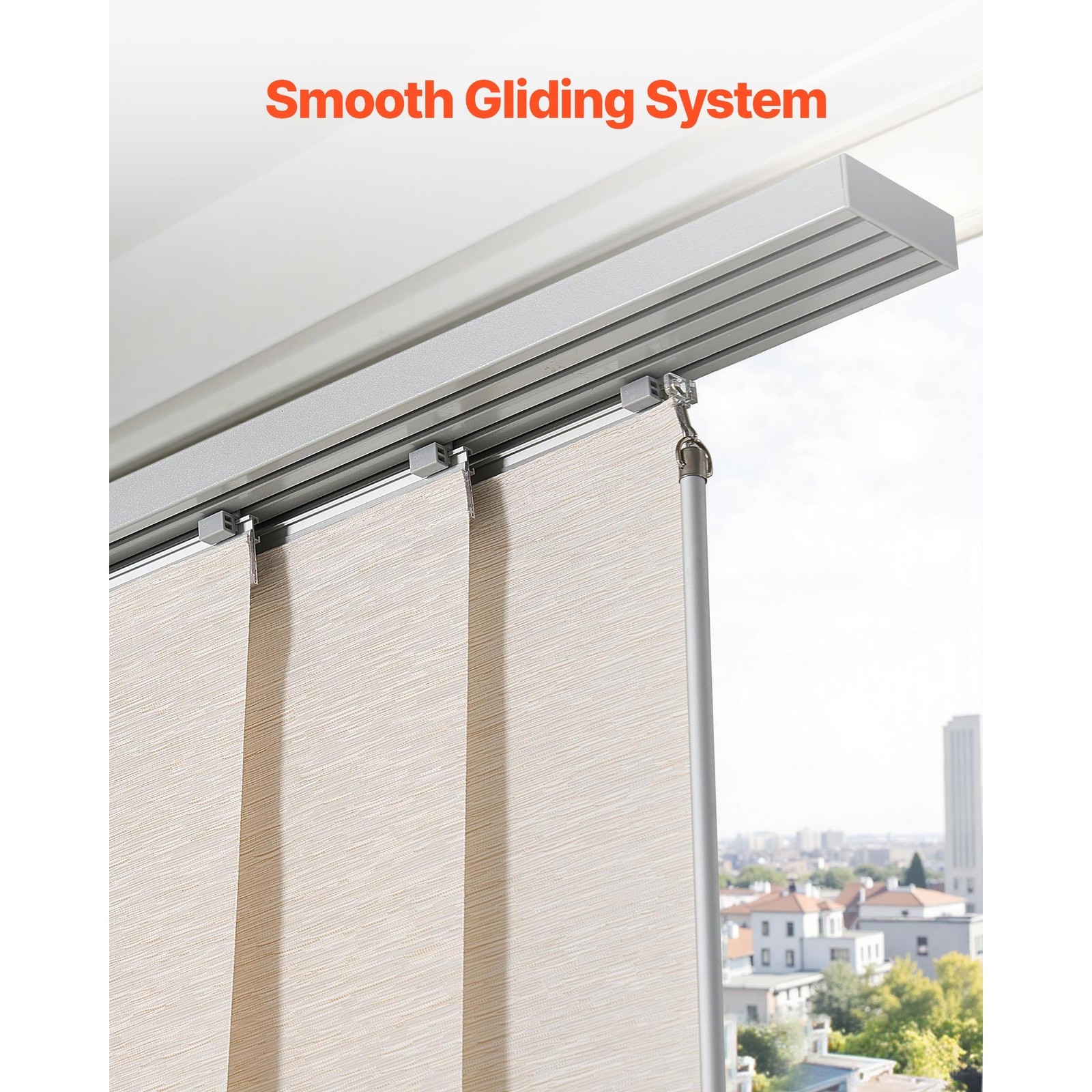Panel Track Blinds Extendable Track from 45.8in to 86in W Trimmable Light Brown