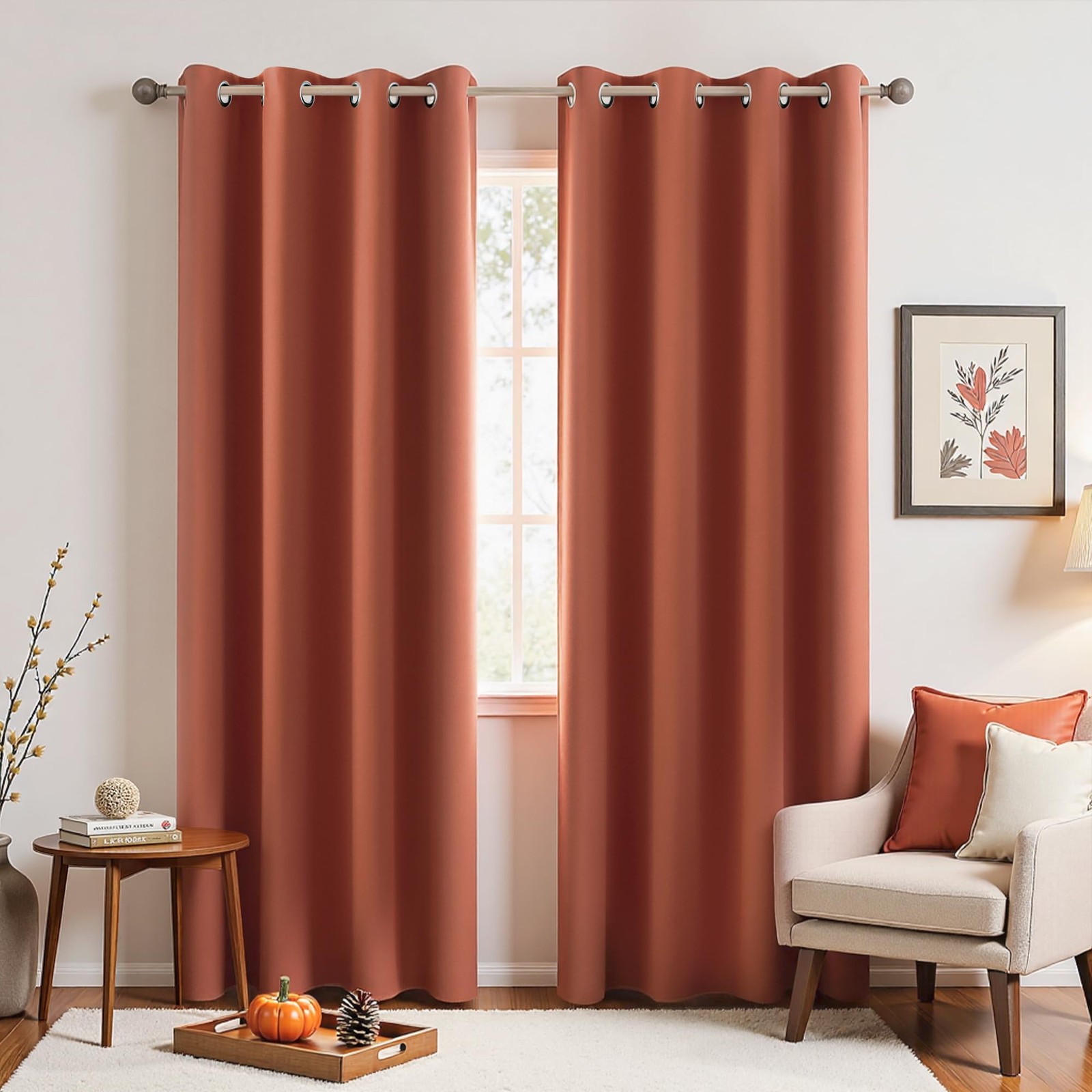 Burnt Orange Curtains 84 Inch Length for Patio Sliding Glass Doors Vertical Blin