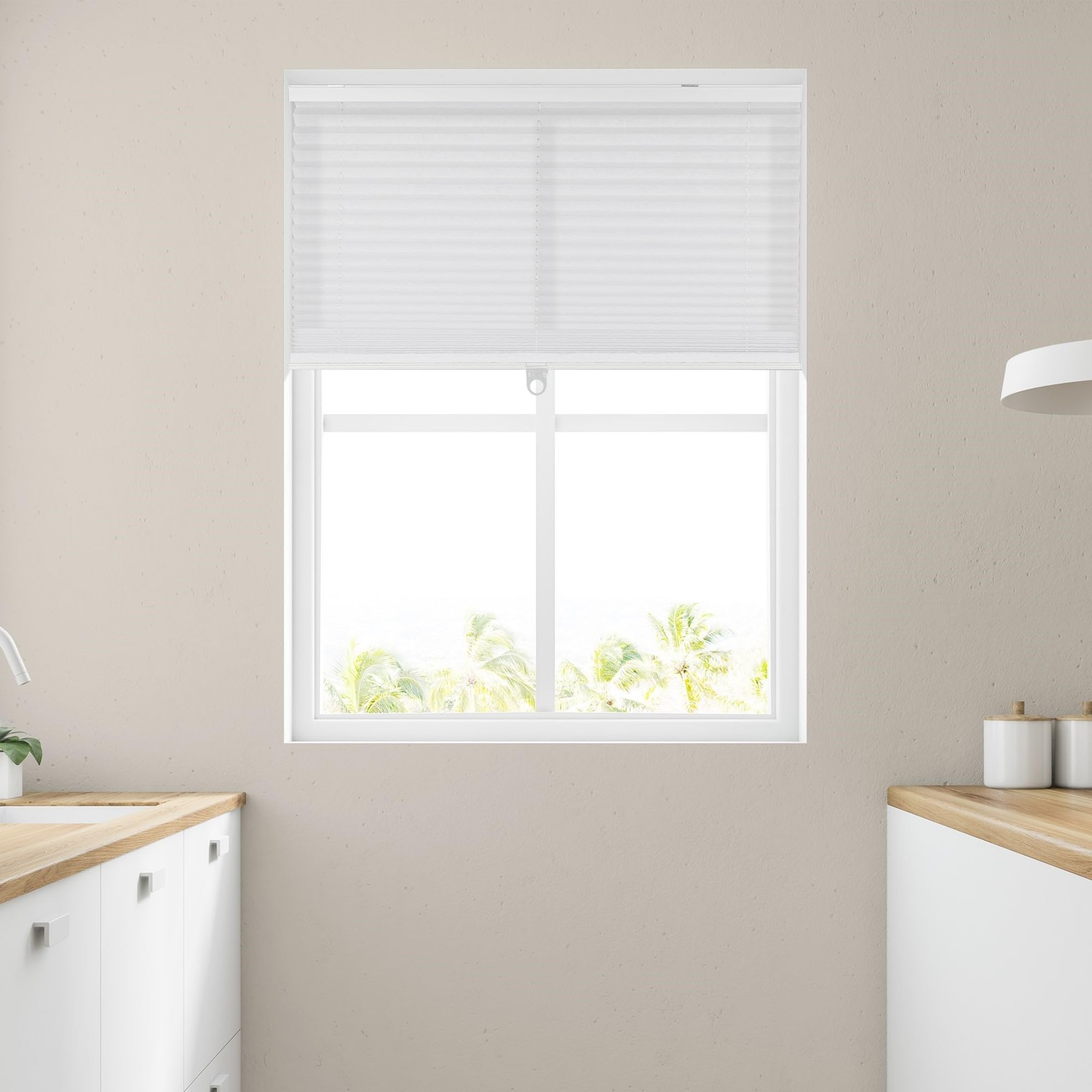 Calyx Interiors Pleated Fabric Window Shade Light Filtering Cordless 46.5 W X