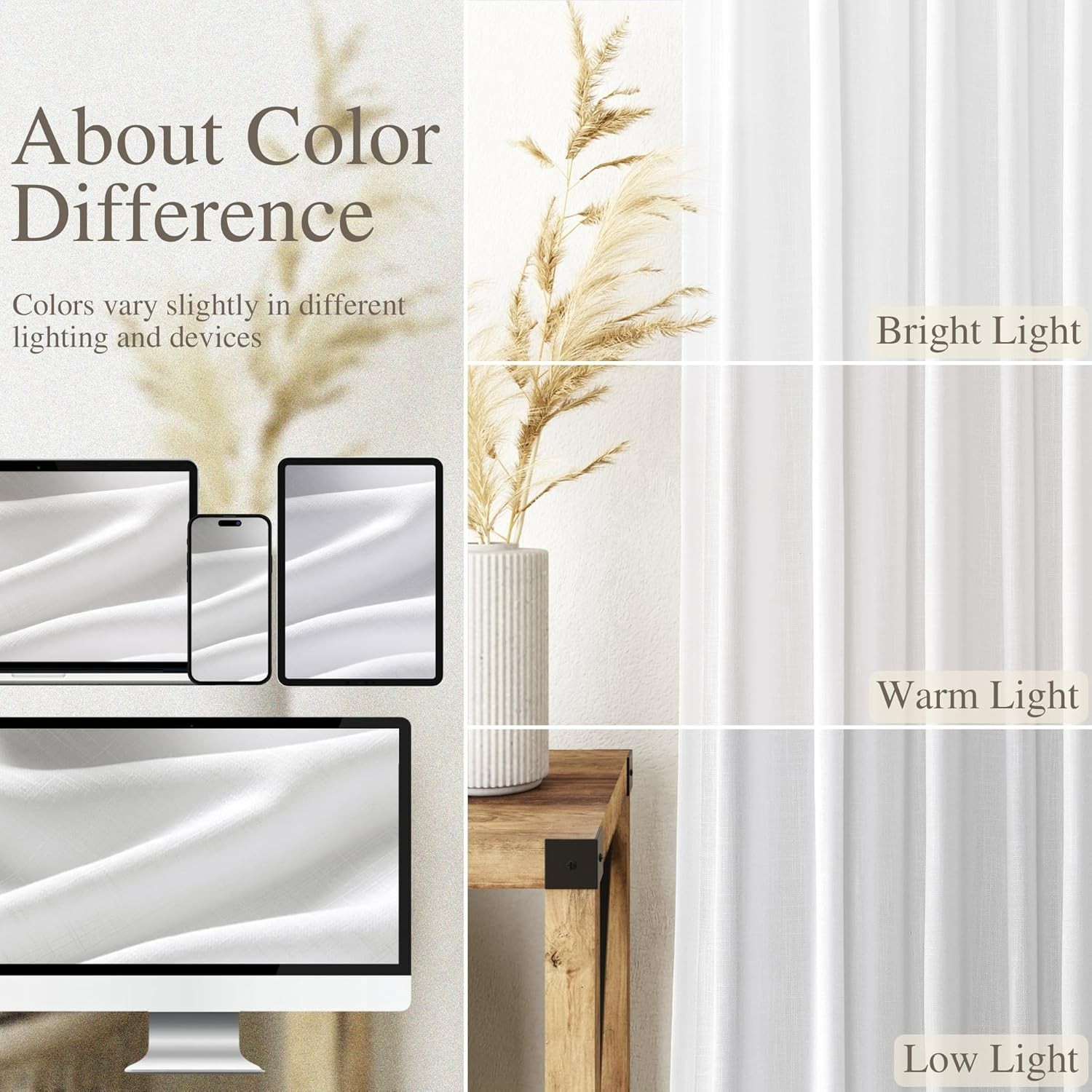 Solid White Curtains 96 Inches Long 2 Panels Back Tab Sheer Linen (C-0240)