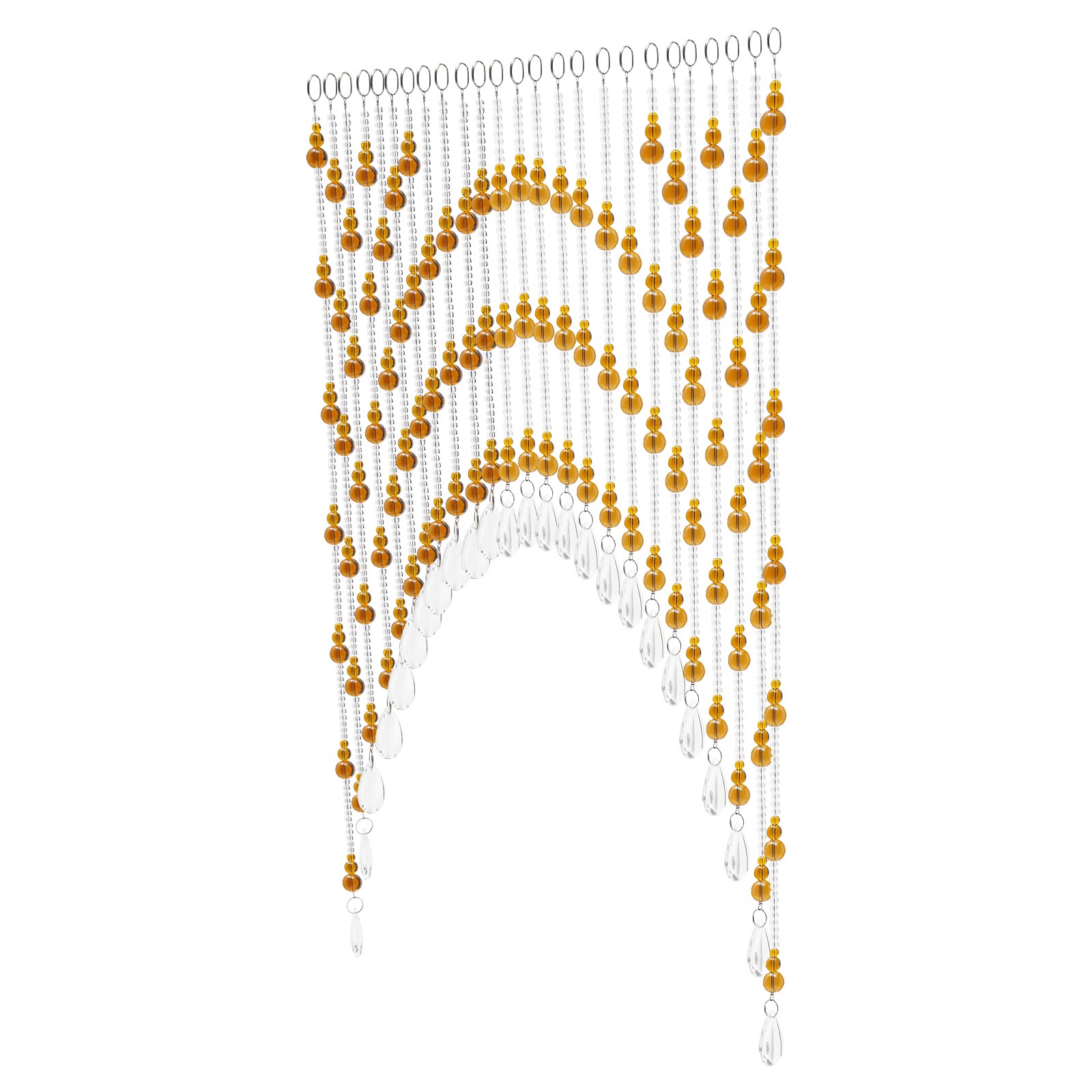 Amber Beaded Door Curtain 25-Strand Crystal Glass Beads Curtain for Home Décor