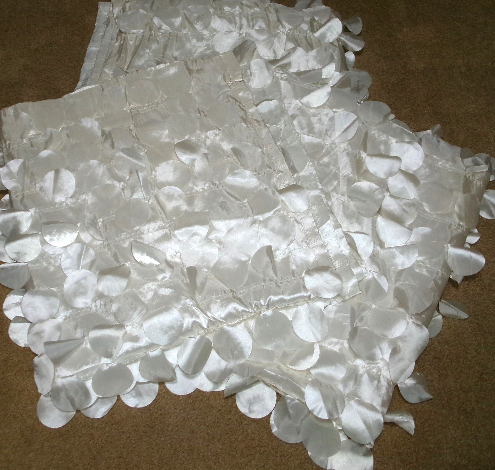 Off White/Light Beige Dropping Circles LUSH DECOR Window Panels