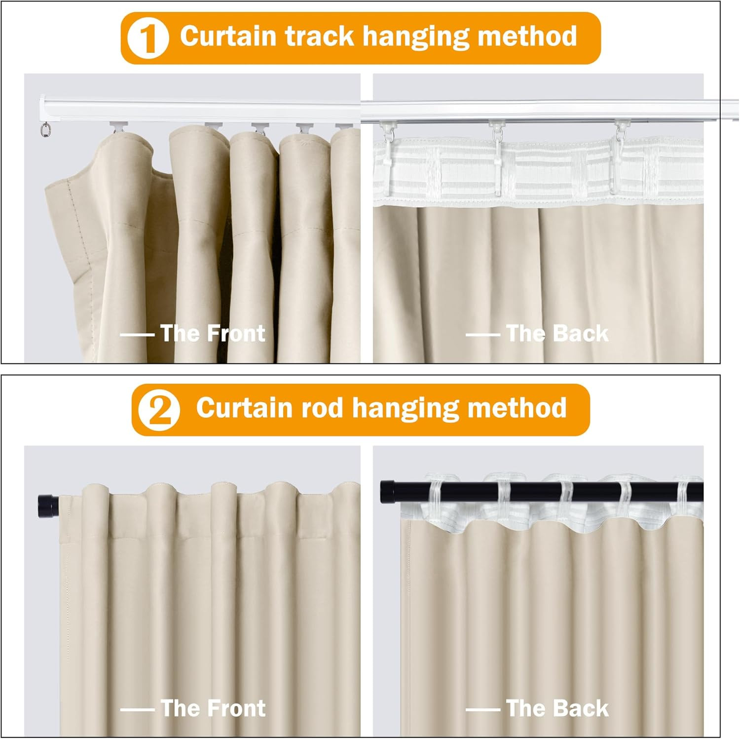 Room Divider Curtains, Blackout Ceiling Track Curtains with Hook Sound Proof Flo