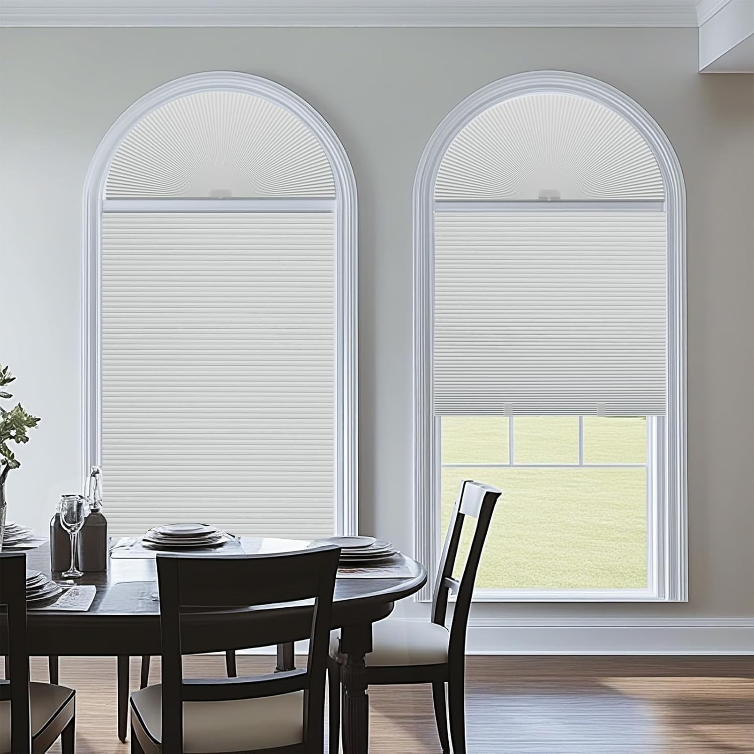 Long blackout arched curtain, blackout type, half-moon shape (radius: 24 inches)