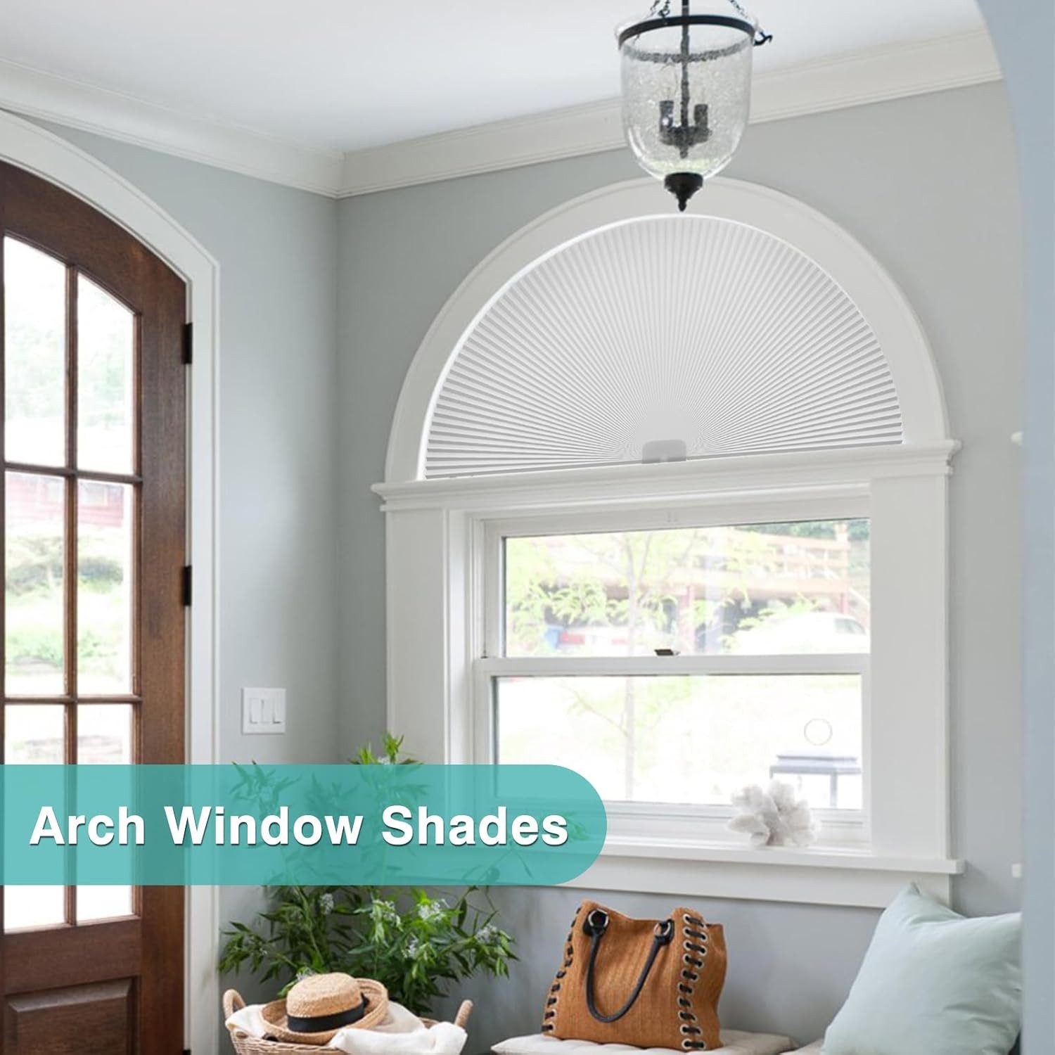 Long blackout arched curtain, blackout type, half-moon shape (radius: 24 inches)