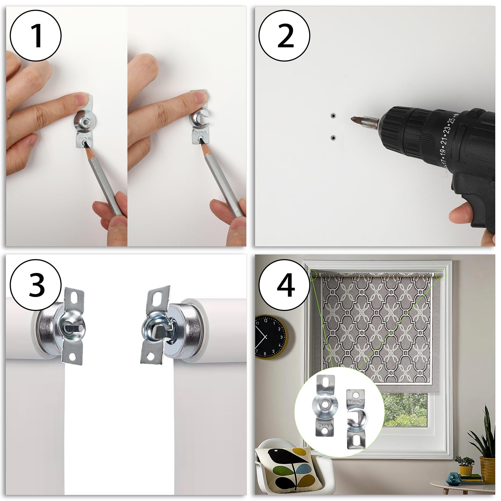 Sumnacon Metal Window Shade Brackets-4PCS Roller Shade Hardware Inside Mount …