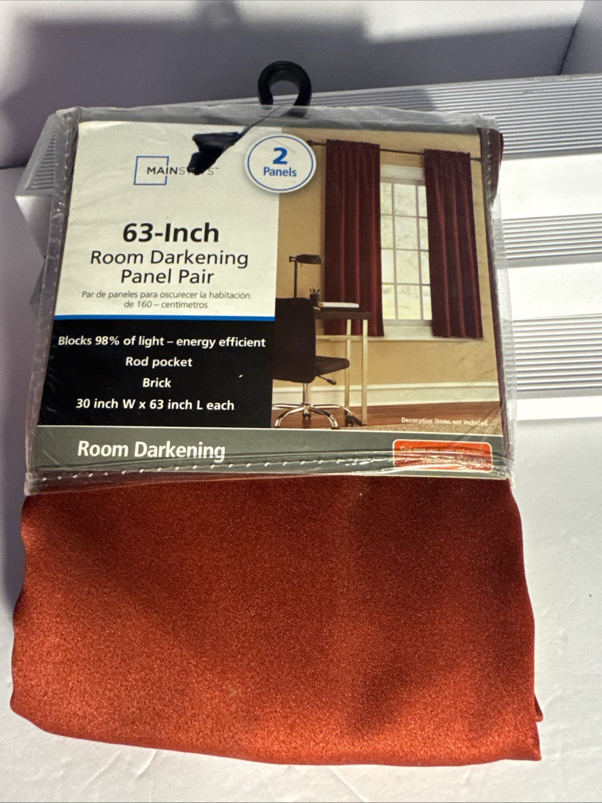 Mainstays 30 inch W x 63 inch L Room Darkening Panel Pair Color Brick 2 Panels