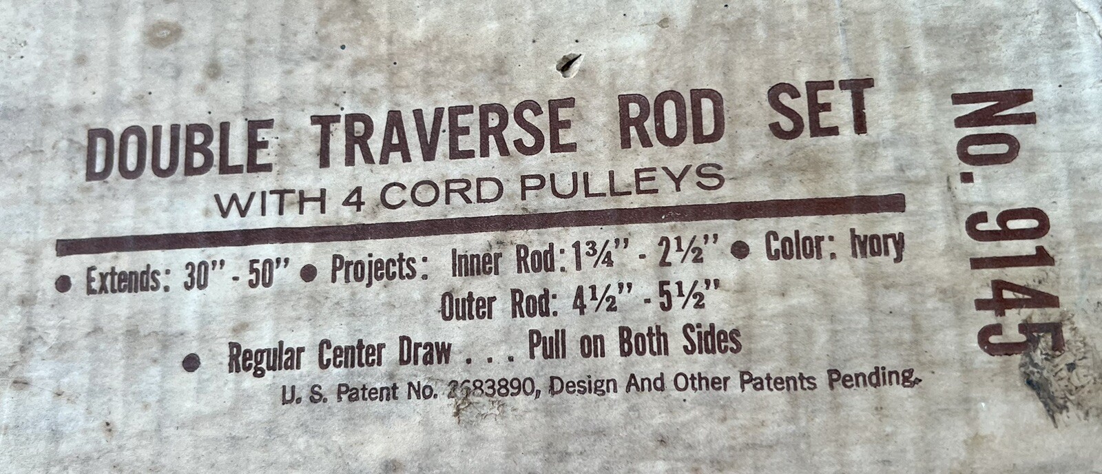NOS Vintage Sears Double Traverse Rod Set 30” to 50” In Box