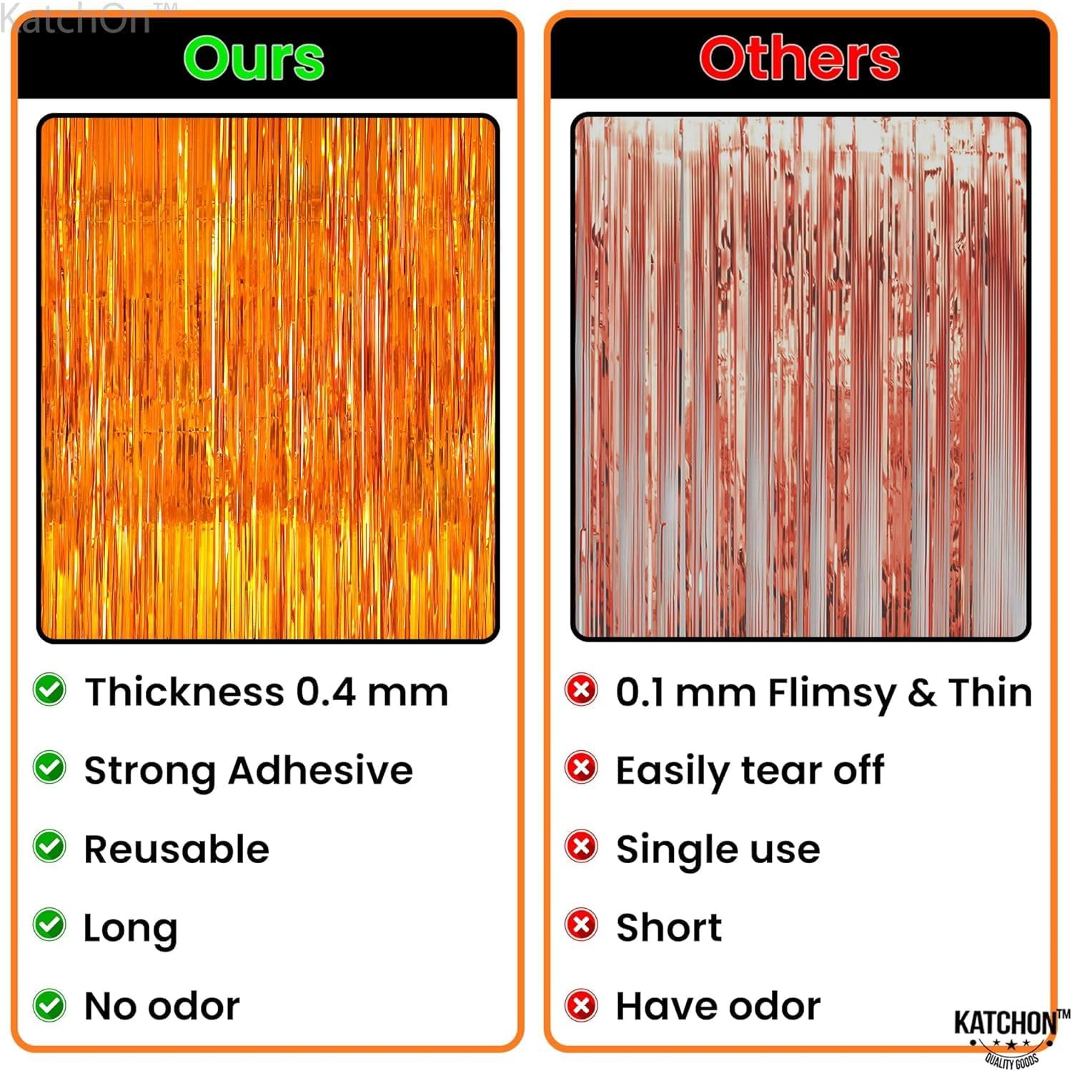 , Xtralarge Orange Fringe Backdrop Curtain – 3.2X8 Feet, Pack of 2 | Orange Stre
