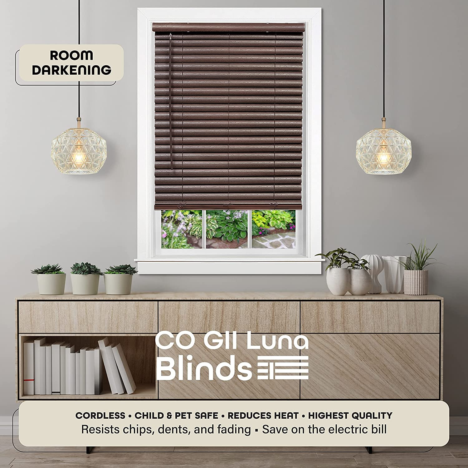 Cordless Mahogany Room Darkening Venetian Blinds – 48×64 Inch by Achim Home Deco