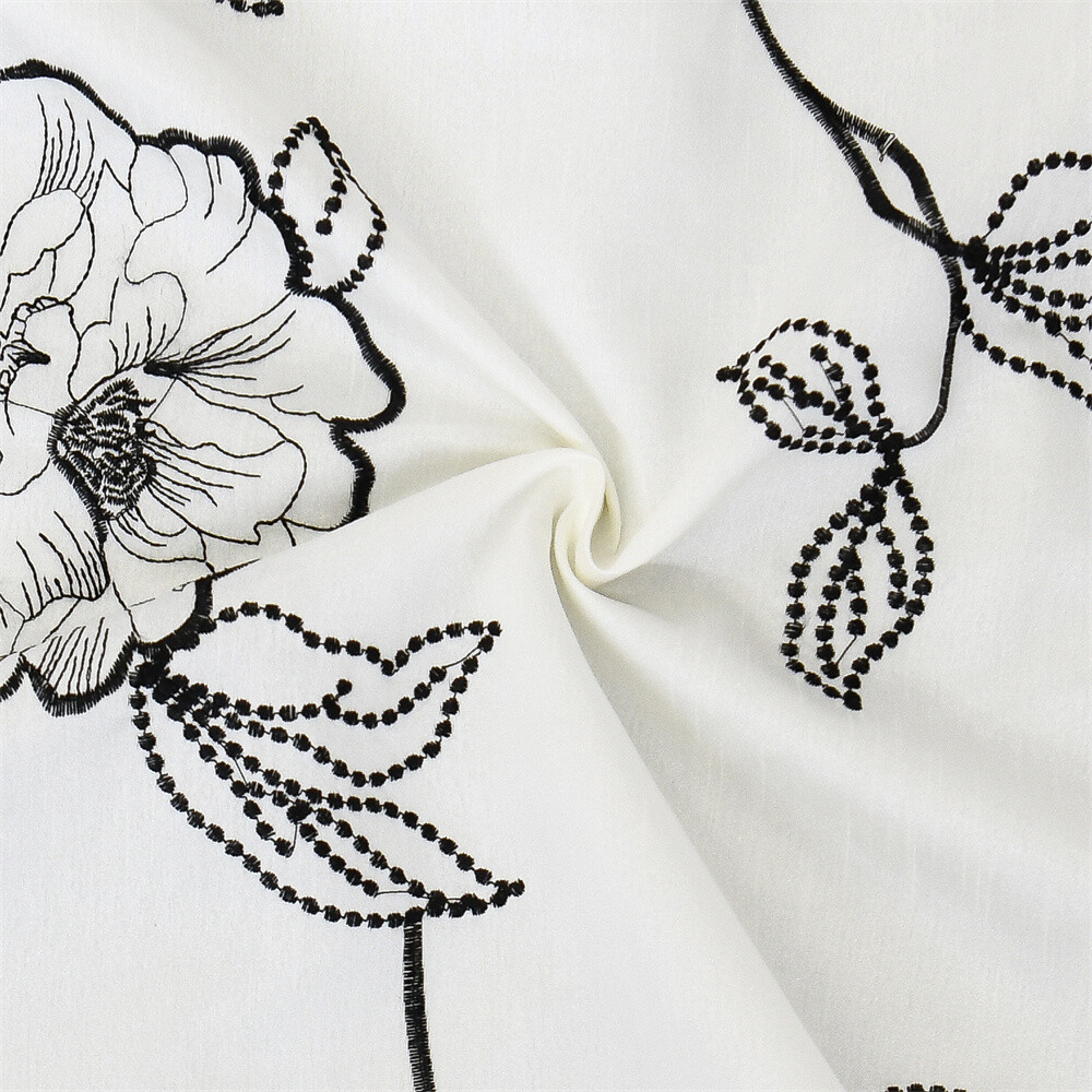 Floral Embroidered Magnolia Curtain Set of 2 Panels, 54″ x 96″ Each, Rod Pocket