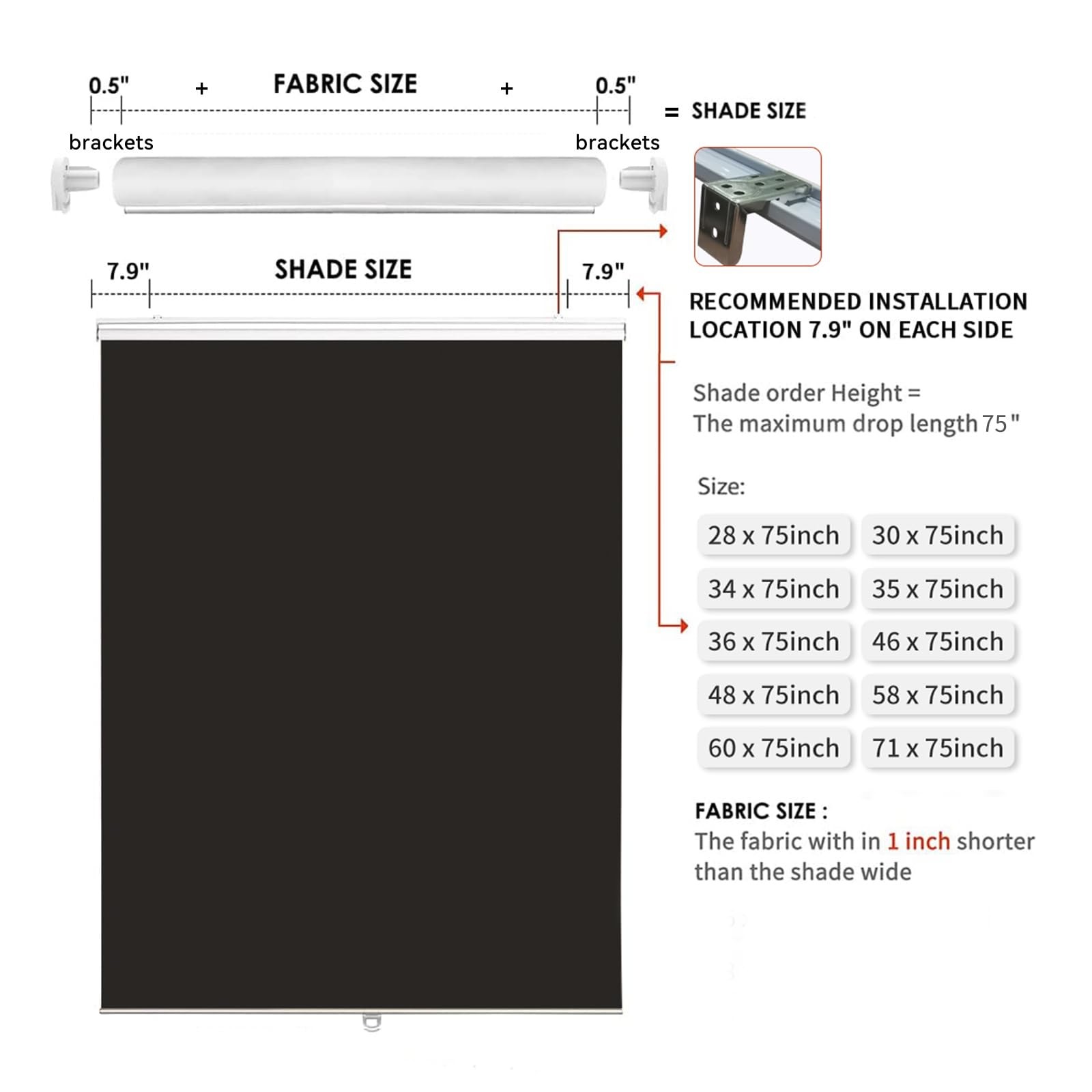 100% Blackout Roller Shades for Windows, Cordless Window Shades, Black Window Sh