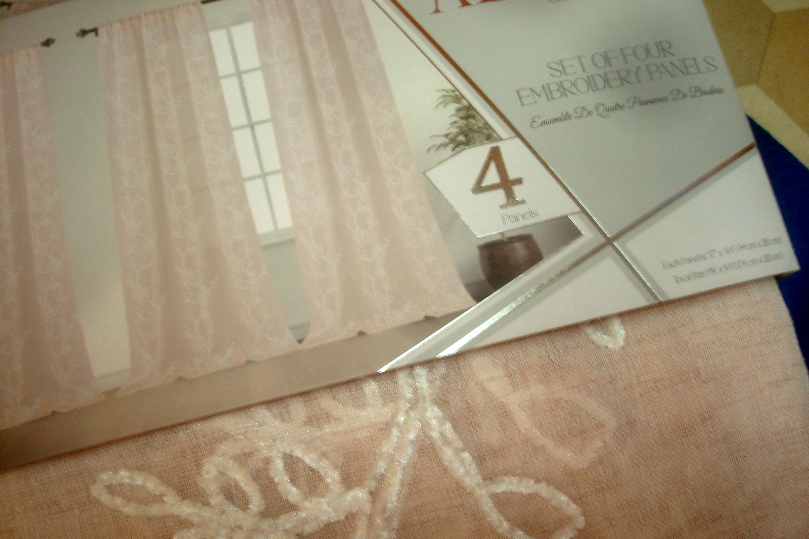 Adelet 4 pc Window Panels Curtains Chenille Embroidery Semi Sheer Pink 84″ lg