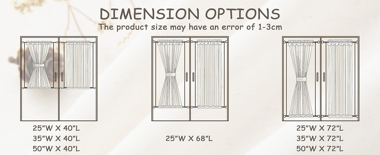 2 Pieces French Door Curtains Linen W35 x L72 Dual Rod Pocket Light Coffee Semi
